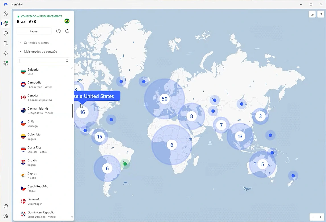 Painel do Threat Protection da NordVPN com proteção de navegação e antimalware ativados no aplicativo